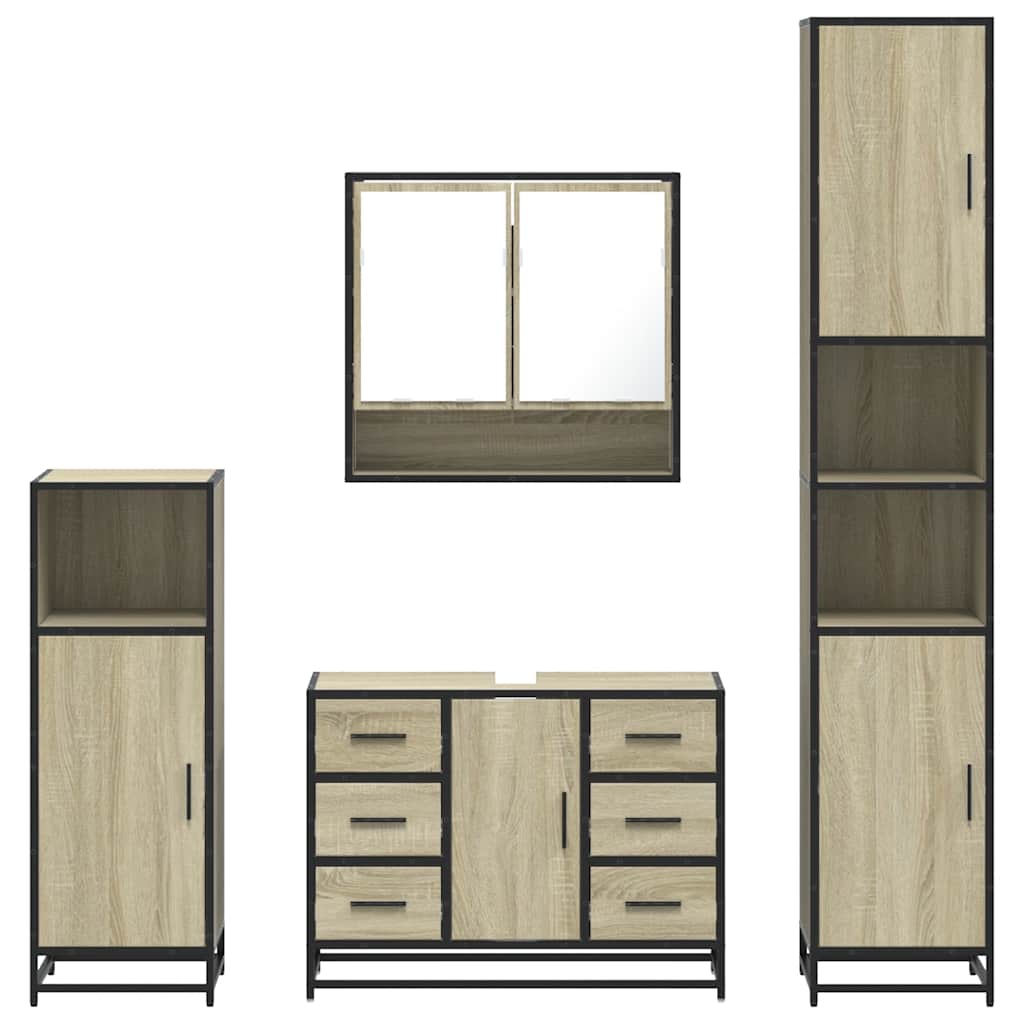 4Â Piece Bathroom Furniture SetÂ Sonoma Oak Engineered Wood