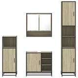 4Â Piece Bathroom Furniture SetÂ Sonoma Oak Engineered Wood - 45-Degree Angle