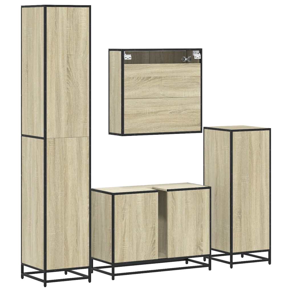 4Â Piece Bathroom Furniture SetÂ Sonoma Oak Engineered Wood