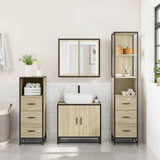 4Â Piece Bathroom Furniture SetÂ Sonoma Oak Engineered Wood - Side View