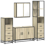 4Â Piece Bathroom Furniture SetÂ Sonoma Oak Engineered Wood