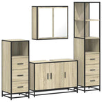 4Â Piece Bathroom Furniture SetÂ Sonoma Oak Engineered Wood