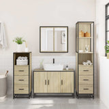 4Â Piece Bathroom Furniture SetÂ Sonoma Oak Engineered Wood - Side View
