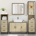 4Â Piece Bathroom Furniture SetÂ Sonoma Oak Engineered Wood