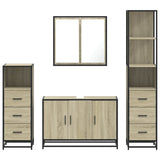 4Â Piece Bathroom Furniture SetÂ Sonoma Oak Engineered Wood - 45-Degree Angle