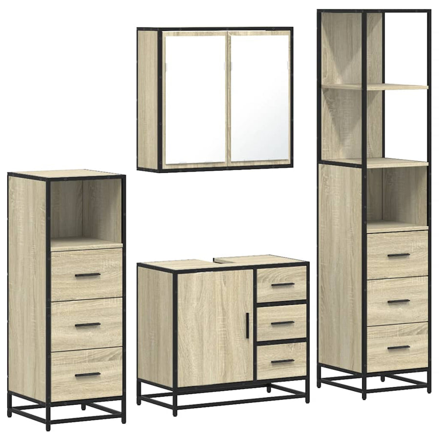 4Â Piece Bathroom Furniture SetÂ Sonoma Oak Engineered Wood