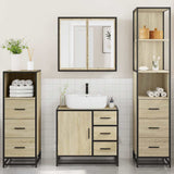 4Â Piece Bathroom Furniture SetÂ Sonoma Oak Engineered Wood