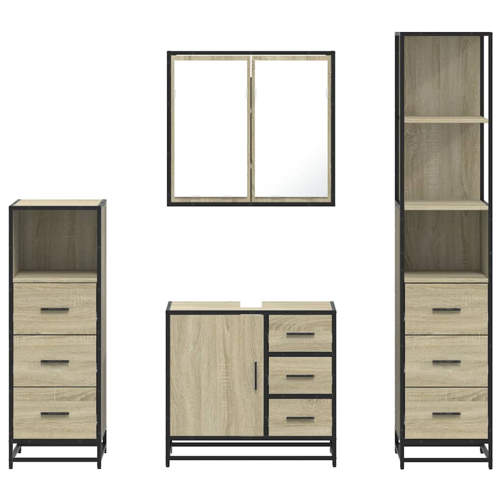 4Â Piece Bathroom Furniture SetÂ Sonoma Oak Engineered Wood
