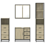 4Â Piece Bathroom Furniture SetÂ Sonoma Oak Engineered Wood - 45-Degree Angle