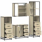 4Â Piece Bathroom Furniture SetÂ Sonoma Oak Engineered Wood - Rear View
