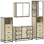 4Â Piece Bathroom Furniture SetÂ Sonoma Oak Engineered Wood