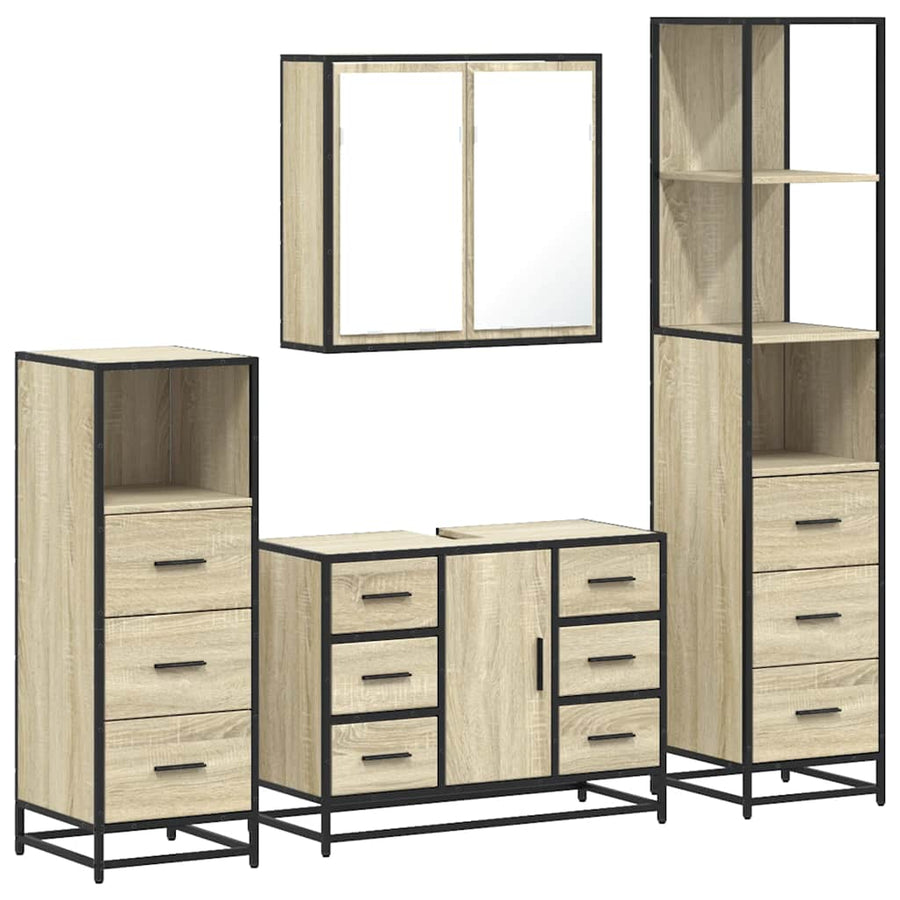 4Â Piece Bathroom Furniture SetÂ Sonoma Oak Engineered Wood