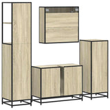 4Â Piece Bathroom Furniture SetÂ Sonoma Oak Engineered Wood - Low Angle