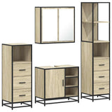 4Â Piece Bathroom Furniture SetÂ Sonoma Oak Engineered Wood
