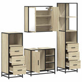 4Â Piece Bathroom Furniture SetÂ Sonoma Oak Engineered Wood - Rear View