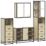 4Â Piece Bathroom Furniture SetÂ Sonoma Oak Engineered Wood - Front View