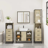 4Â Piece Bathroom Furniture SetÂ Sonoma Oak Engineered Wood - Side View