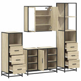 4Â Piece Bathroom Furniture SetÂ Sonoma Oak Engineered Wood - Rear View