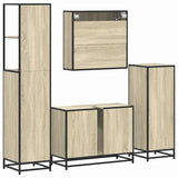 4Â Piece Bathroom Furniture SetÂ Sonoma Oak Engineered Wood - Low Angle
