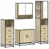4Â Piece Bathroom Furniture SetÂ Sonoma Oak Engineered Wood - Front View