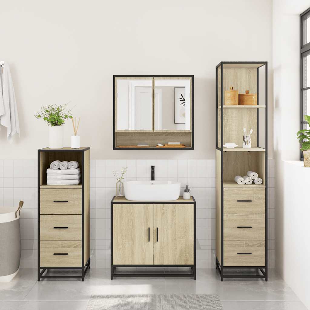 4Â Piece Bathroom Furniture SetÂ Sonoma Oak Engineered Wood