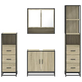 4Â Piece Bathroom Furniture SetÂ Sonoma Oak Engineered Wood - 45-Degree Angle