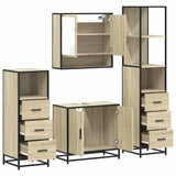 4Â Piece Bathroom Furniture SetÂ Sonoma Oak Engineered Wood - Rear View