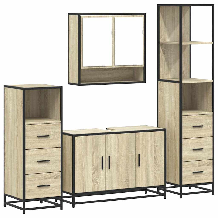 4Â Piece Bathroom Furniture SetÂ Sonoma Oak Engineered Wood