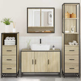 4Â Piece Bathroom Furniture SetÂ Sonoma Oak Engineered Wood - Side View