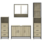 4Â Piece Bathroom Furniture SetÂ Sonoma Oak Engineered Wood