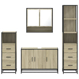 4Â Piece Bathroom Furniture SetÂ Sonoma Oak Engineered Wood - 45-Degree Angle