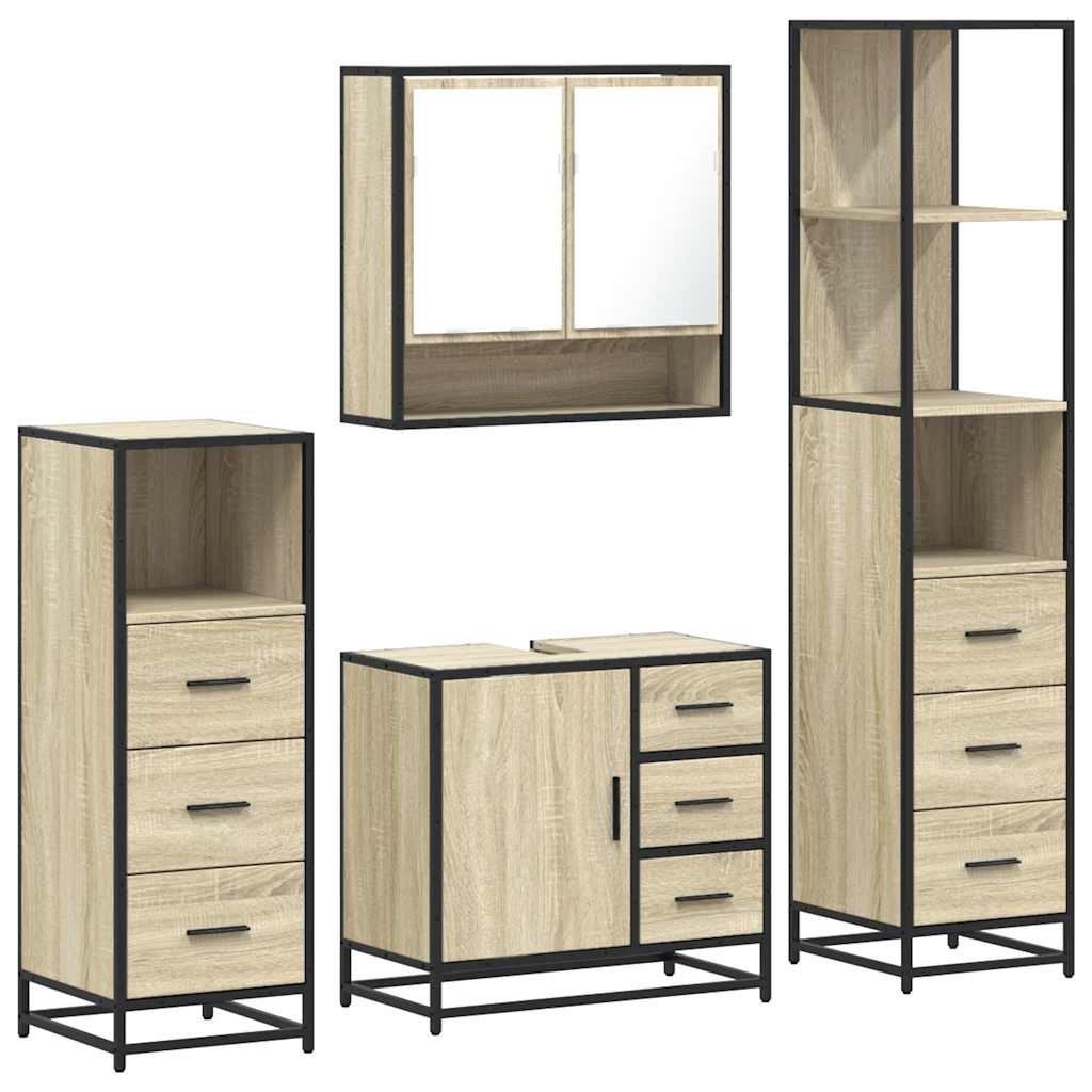 4Â Piece Bathroom Furniture SetÂ Sonoma Oak Engineered Wood