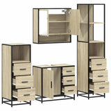 4Â Piece Bathroom Furniture SetÂ Sonoma Oak Engineered Wood - Rear View
