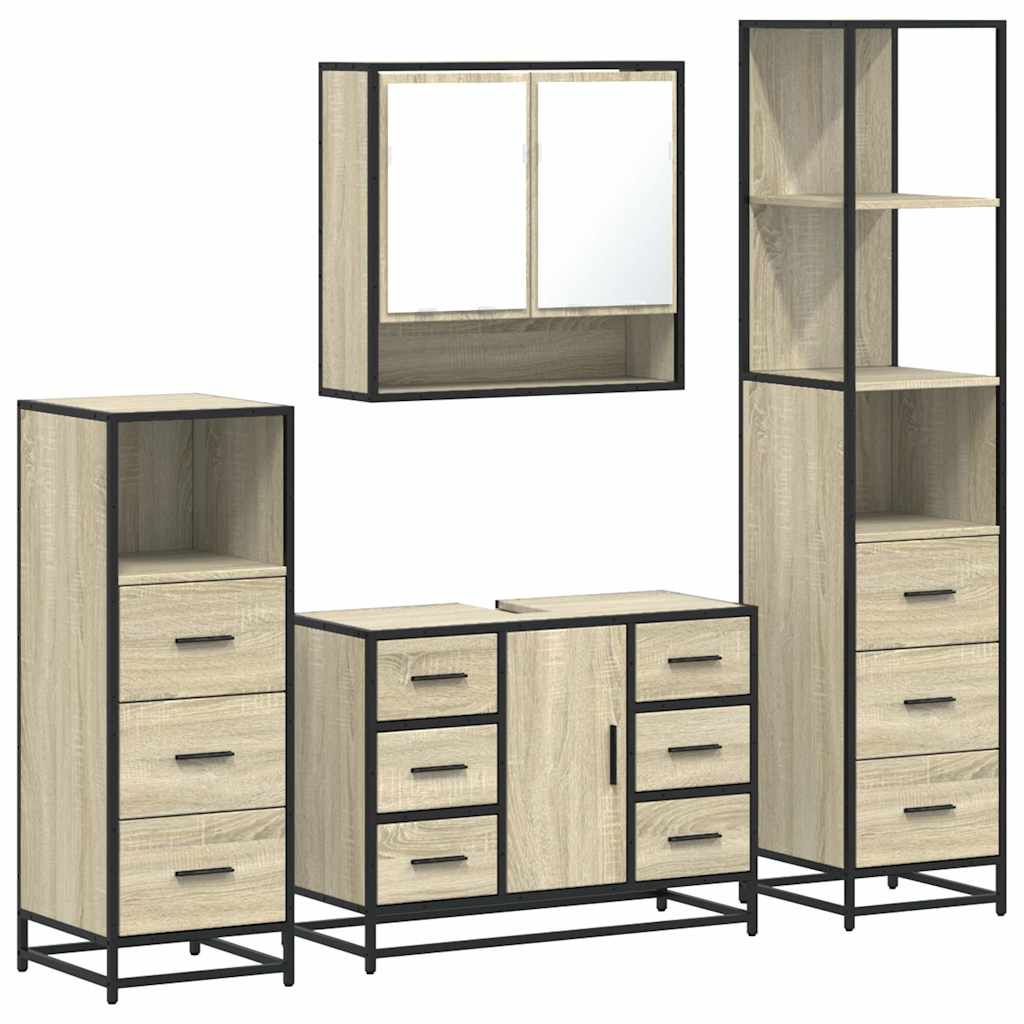 4Â Piece Bathroom Furniture SetÂ Sonoma Oak Engineered Wood