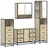 4Â Piece Bathroom Furniture SetÂ Sonoma Oak Engineered Wood - Front View