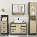 4Â Piece Bathroom Furniture SetÂ Sonoma Oak Engineered Wood