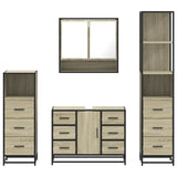 4Â Piece Bathroom Furniture SetÂ Sonoma Oak Engineered Wood - 45-Degree Angle