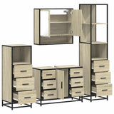 4Â Piece Bathroom Furniture SetÂ Sonoma Oak Engineered Wood - Rear View