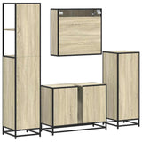 4Â Piece Bathroom Furniture SetÂ Sonoma Oak Engineered Wood - Low Angle