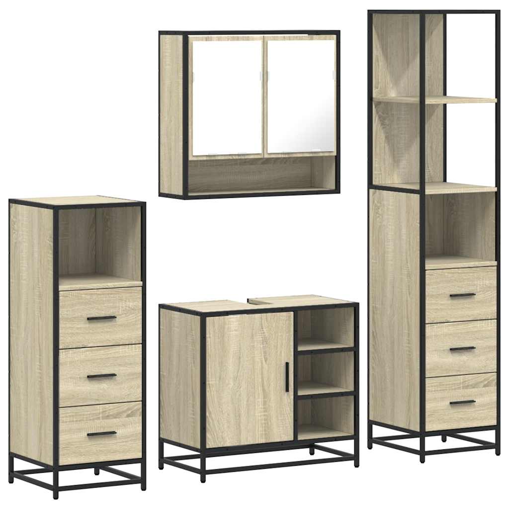 4Â Piece Bathroom Furniture SetÂ Sonoma Oak Engineered Wood