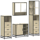 4Â Piece Bathroom Furniture SetÂ Sonoma Oak Engineered Wood - Front View