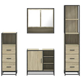4Â Piece Bathroom Furniture SetÂ Sonoma Oak Engineered Wood - 45-Degree Angle