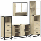 4Â Piece Bathroom Furniture SetÂ Sonoma Oak Engineered Wood - Front View