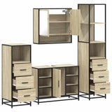 4Â Piece Bathroom Furniture SetÂ Sonoma Oak Engineered Wood - Rear View
