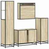 4Â Piece Bathroom Furniture SetÂ Sonoma Oak Engineered Wood - Low Angle