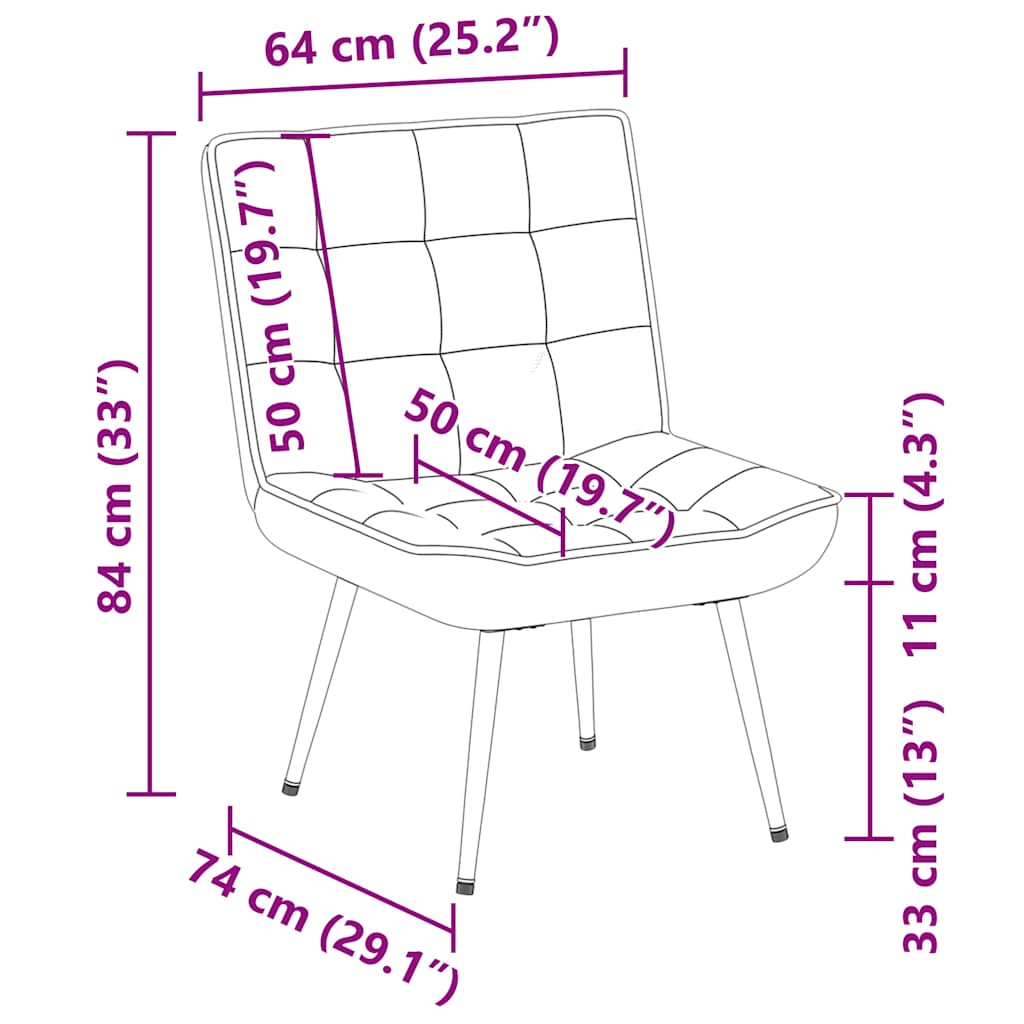 Relaxing Chair Black 64x74x84 cm Velvet