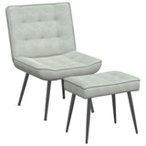 Relaxing Chair with Stool Light Grey Velvet - Front View