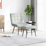 Relaxing Chair with Stool Light Grey Velvet - Side View