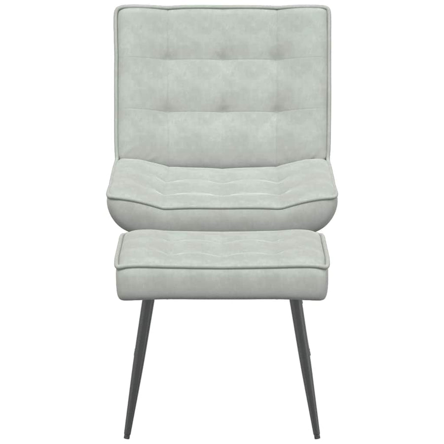 Relaxing Chair with Stool Light Grey Velvet