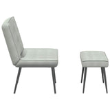 Relaxing Chair with Stool Light Grey Velvet - Rear View